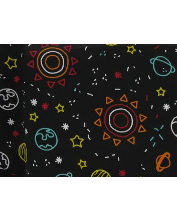 Space Polycotton Print, Black
