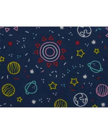 Space Polycotton Print, Navy