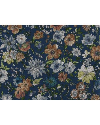 Summer Garden Sketch Cotton Print, Petrol