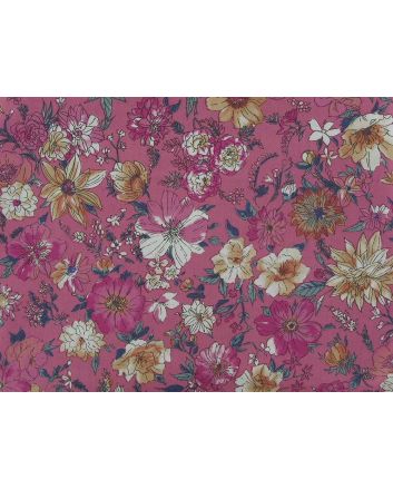 Summer Garden Sketch Cotton Print, Pink