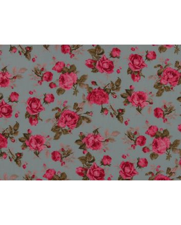 Summer Roses Cotton Poplin Print, Mint