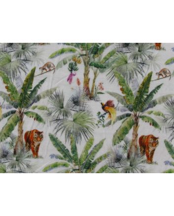 Tiger Palm Tree Cotton Flannel Print, White