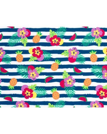 Tropical Stripes UPF50 Swimwear Jersey, Cobalt