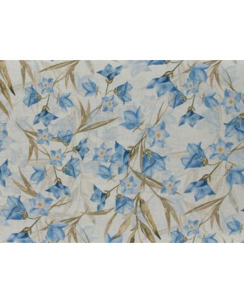 Tulip Vines Linen Blend Print, Azure