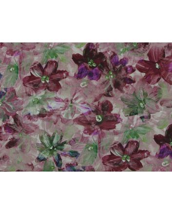Watercolour Lillies Linen Blend Print, Maroon