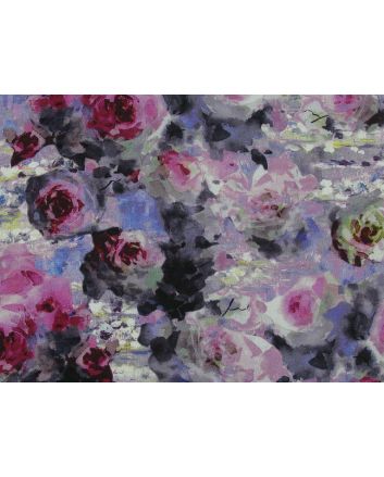 Watercolour Roses Linen Blend Print, Lilac