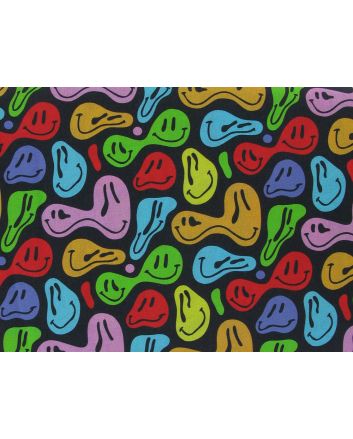Wavy Smiles Cotton Print, Black