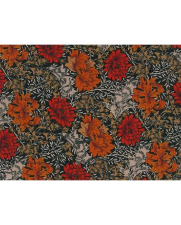 William Morris Floral Heath Cotton Lawn, Black