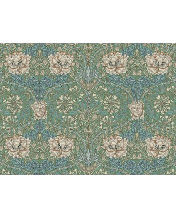 William Morris Honeysuckle Cotton Panama, Seaspray