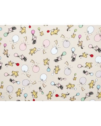 Winnie The Pooh Balloons Cotton Percale Print, Natural