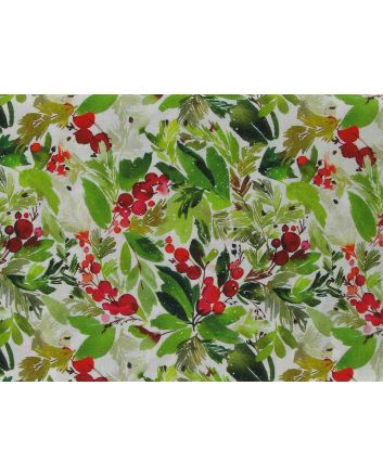 Winter Berries Cotton Print, White
