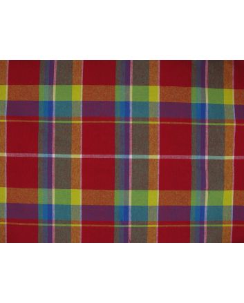 Woven Cotton Madras Check, Red