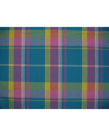 Woven Cotton Madras Check, Turquoise